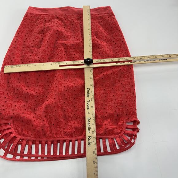 Plenty by Tracy Reese Skirt Womens 4 Eyelet Embroidered Lace Pencil Curved Hem - Picture 6 of 7